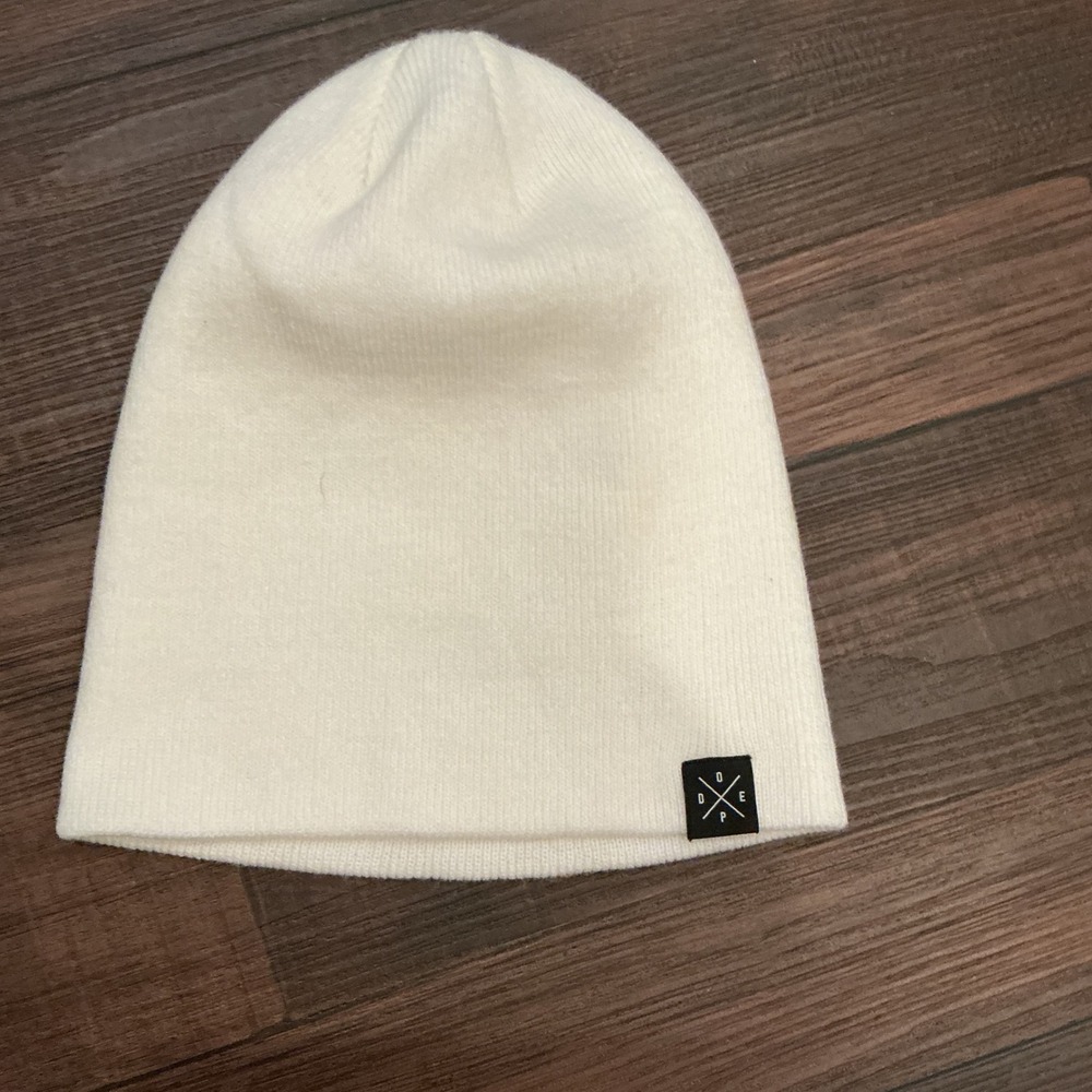 Dope Snow Beanie White Solitude FW21 Knit Logo Patch One Size